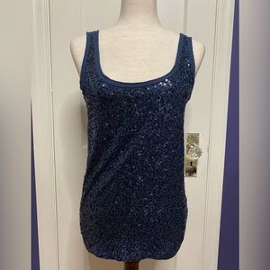 J. Crew blue sequin tank top, size small
